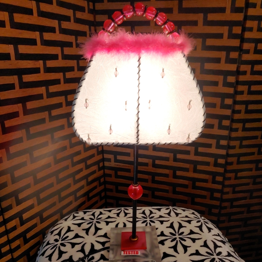 Purse Lamp with Beads & Boa Feathers! 👛